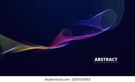 Abstract Colorful Waves Flowing Through Dark Space. suitable for web design, digital art, and modern graphic projects.