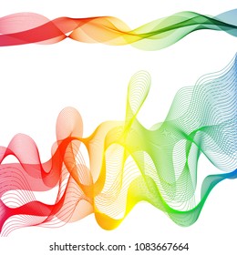 Abstract colorful waves isolated on white.