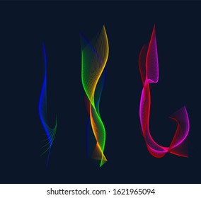 Abstract with colorful waves on a black background
