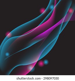 Abstract colorful waves on black background. Vector illustration.