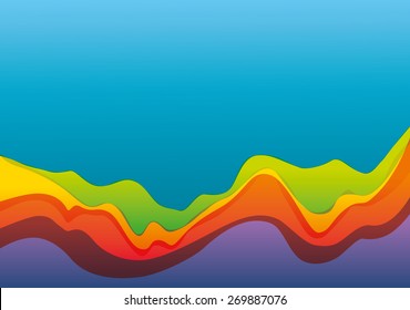 Abstract colorful waves on blue background