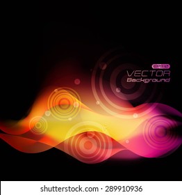 Abstract colorful waves on dark background