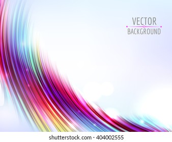 Abstract colorful waves on white background. Shiny bright curves background. 