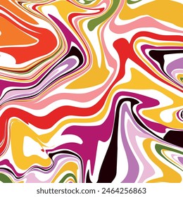 Abstract colorful waves. Psychedelic wavy lines.marble texture, Multicolored wallpaper graphic design.liquid marble Pattern for creating Wavy Swirl Seamless Pattern Groovy Background.