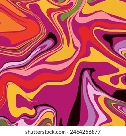Abstract colorful waves. Psychedelic wavy lines.marble texture, Multicolored wallpaper graphic design.liquid marble Pattern for creating Wavy Swirl Seamless Pattern Groovy Background.