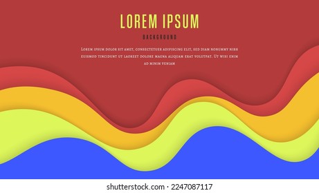 Abstract Colorful Waves Shape Papercut Style Background