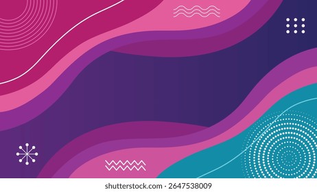 Abstract colorful wavy background design with decorative minimalist elements and modern look