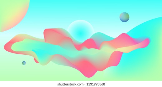 Abstract colorful wavy background with dynamic effect. Futuristic neon liquid illustration. Spring pastel colors. 