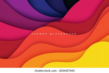 Abstract Colorful Wavy Background Papercut Style