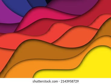 Abstract colorful wavy background papercut style