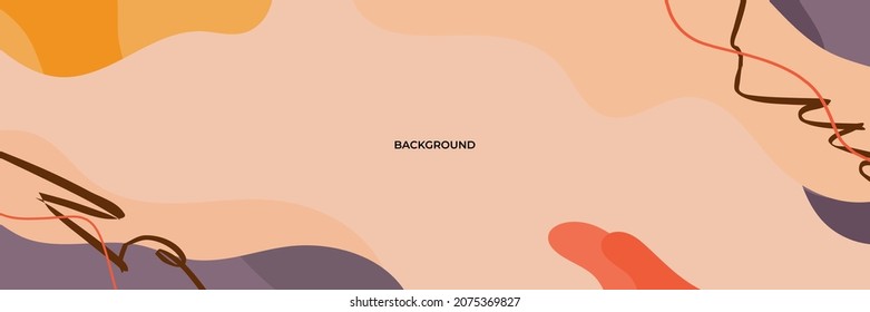 Abstract colorful wavy backgrounds. Hand drawn various shapes and giggle lines. Contemporary modern trendy vector illustrations. 