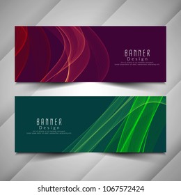 Abstract colorful wavy banners set
