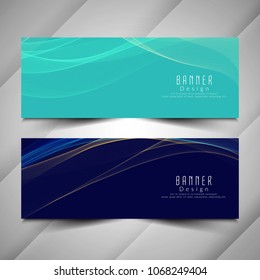 Abstract colorful wavy banners set