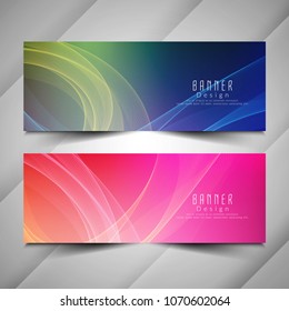 Abstract colorful wavy banners set