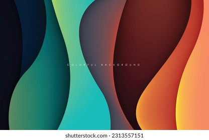 Abstract colorful wavy dimension layers background liquid shape.