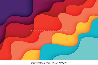 Abstract colorful wavy dimension layers background liquid shape.