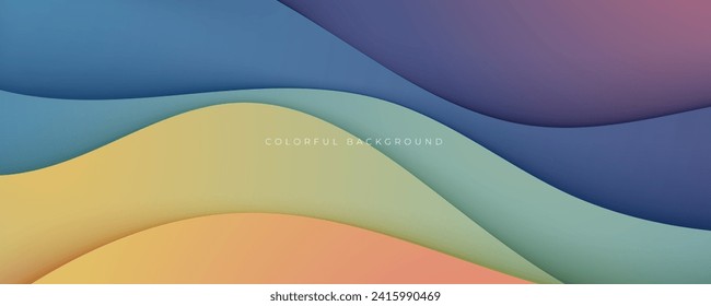 Abstract colorful wavy dimension layers background liquid shape.