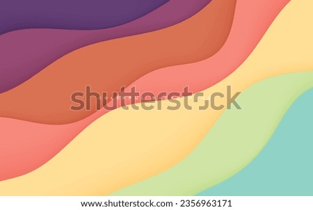 Abstract colorful wavy dimension layers background pastel color shape