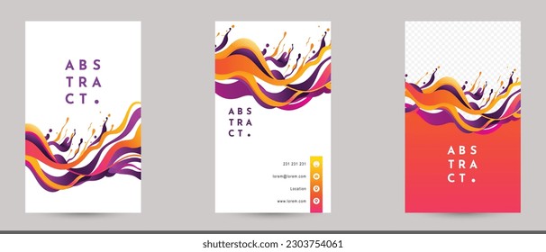 abstract colorful wavy fluid paint ink splash  line business card brochure flyer cover template for creative agency. vector illustration drawing