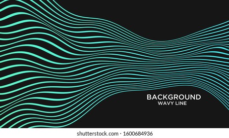 ABSTRACT COLORFUL WAVY LINE WITH GRADIENT COLOR. BLACK BACKGROUND. COVER DESIGN 