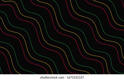 abstract colorful wavy line pattern on dark background