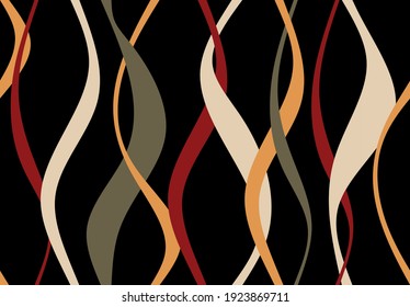 Abstract colorful wavy line pattern on black background.EPS10 Illustration.