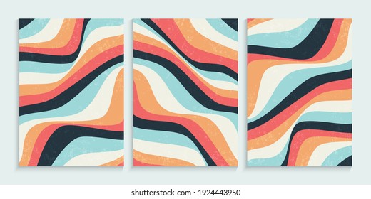 Abstract colorful wavy lines background set