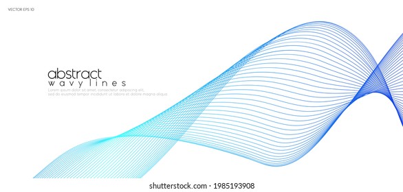Abstract colorful wavy lines background. Modern flowing graphic design element.