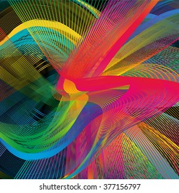 Abstract colorful wavy lines background illustration