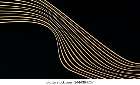 ABSTRACT COLORFUL WAVY LINES PATTERN GRADIENT ORANGE COLOR IN DARK BACKGROUND. GOOD FOR COVER DESIGN, POSTER, MUSIC, SCIENCE,WIND, OCEAN