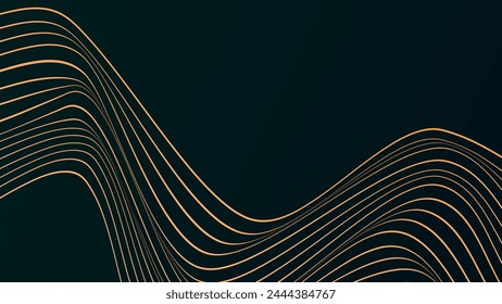 ABSTRACT COLORFUL WAVY LINES PATTERN GRADIENT ORANGE COLOR IN DARK BACKGROUND. GOOD FOR COVER DESIGN, POSTER, MUSIC, SCIENCE,WIND, OCEAN