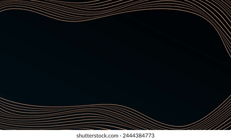 ABSTRACT COLORFUL WAVY LINES PATTERN GRADIENT ORANGE COLOR IN DARK BACKGROUND. GOOD FOR COVER DESIGN, POSTER, MUSIC, SCIENCE,WIND, OCEAN