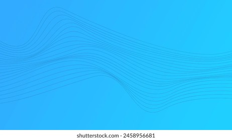 ABSTRACT COLORFUL WAVY LINES PATTERN GRADIENT BLUE COLOR BACKGROUND. GOOD FOR POSTER, WALLPAPER, COVER, FRAME, FLYER, SOCIAL MEDIA, GREETING CARD
