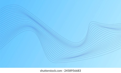 ABSTRACT COLORFUL WAVY LINES PATTERN GRADIENT BLUE COLOR BACKGROUND. GOOD FOR POSTER, WALLPAPER, COVER, FRAME, FLYER, SOCIAL MEDIA, GREETING CARD