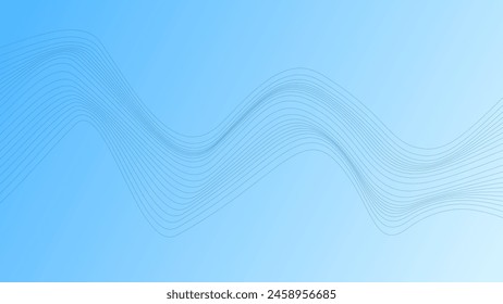ABSTRACT COLORFUL WAVY LINES PATTERN GRADIENT BLUE COLOR BACKGROUND. GOOD FOR POSTER, WALLPAPER, COVER, FRAME, FLYER, SOCIAL MEDIA, GREETING CARD