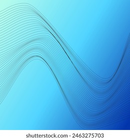 ABSTRACT COLORFUL WAVY LINES PATTERN GRADIENT BLUE COLOR BACKGROUND. GOOD FOR POSTER, WALLPAPER, COVER, FRAME, FLYER, SOCIAL MEDIA, GREETING CARD