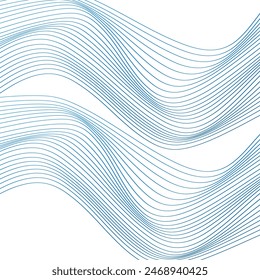 ABSTRACT COLORFUL WAVY LINES PATTERN GRADIENT BLUE COLOR ON WHITE BACKGROUND. GOOD FOR POSTER, WALLPAPER, COVER, FRAME, FLYER, SOCIAL MEDIA, GREETING CARD