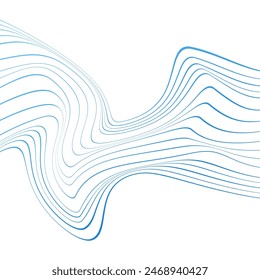 ABSTRACT COLORFUL WAVY LINES PATTERN GRADIENT BLUE COLOR ON WHITE BACKGROUND. GOOD FOR POSTER, WALLPAPER, COVER, FRAME, FLYER, SOCIAL MEDIA, GREETING CARD