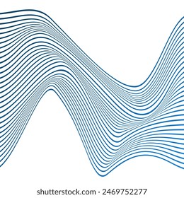 ABSTRACT COLORFUL WAVY LINES PATTERN GRADIENT BLUE COLOR ON WHITE BACKGROUND. GOOD FOR POSTER, WALLPAPER, COVER, FRAME, FLYER, SOCIAL MEDIA, GREETING CARD
