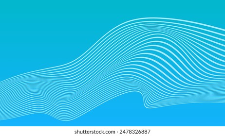 ABSTRACT COLORFUL WAVY LINES PATTERN GRADIENT BLUE COLOR BACKGROUND. GOOD FOR POSTER, WALLPAPER, COVER, FRAME, FLYER, SOCIAL MEDIA, GREETING CARD