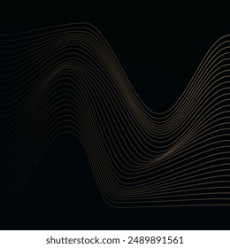 ABSTRACT COLORFUL WAVY LINES PATTERN GRADIENT ORANGE COLOR IN DARK BACKGROUND. GOOD FOR COVER DESIGN, POSTER, MUSIC, SCIENCE,WIND, OCEAN