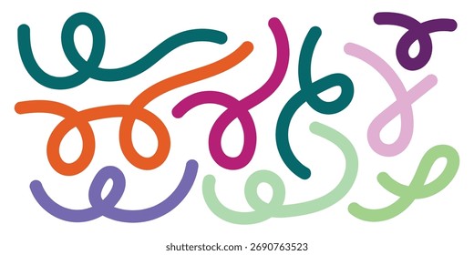 Abstract colorful wavy lines and swirls on a white background modern art design