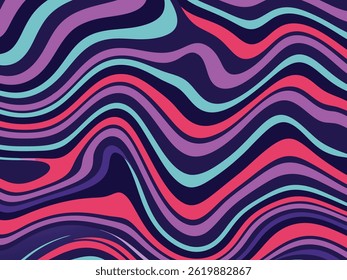 Illustration vectorielle Abstrait Colorful Wavy Lines - Design Retro Motif Vibrant.