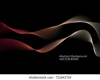 Abstract colorful wavy on black background with colorful smooth curves wave lines for technology background or modern background