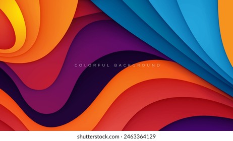 Abstract colorful wavy shape background dynamic shape design vector