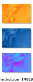 Abstract colorful wavy and sphere background set for presentation template, web banner, flyer, poster, brochure.