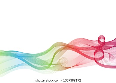 Abstract colorful wavy stripes on a white background isolated.Stylized line art background.Vector and illustrator.