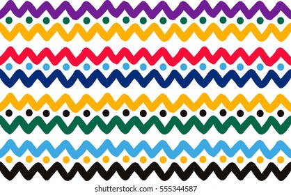 Abstract Colorful Wavy Triangular ZigZag Lines Pattern