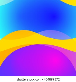 Abstract colorful wavy vector background.Gradient shiny overlay. Bright poster, banner, web design element in blue, purple and yellow colors.Can be used for wallpaper, flyer, advertisement, brochures.