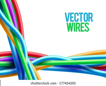 Abstract colorful wavy wires. Vector illustration.